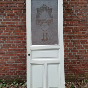 206,5hx73br Paneeldeur met ge-etst glas, vaas bloemen