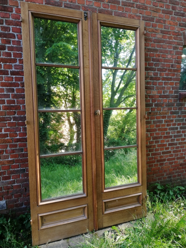 Oude liftdeuren uit historisch hotel, eiken deuren hufterproof, antieke eiken deuren, antieke bouwmaterialen