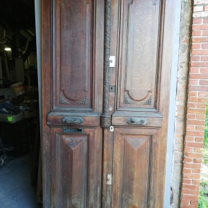 261hx125br Dubbele antieke eiken voordeur, prachtig bewerkt