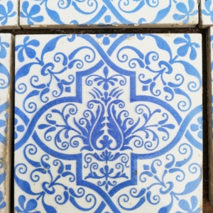 116hx113br Minton Hollins Victorian tiles, plakaat Engelse wandtegels blauw/wit
