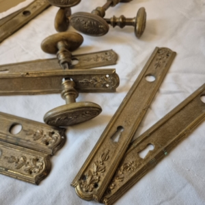 4 sets Antieke kasteel deurklinken grote ovale knop / herenhuis klinken
